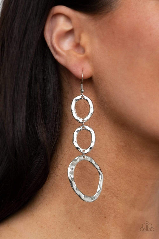 Paparazzi ~ So OVAL It! ~  Silver Earring