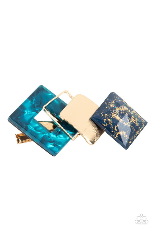 Paparazzi - Geometrically Gatsby - Blue Hair Clip