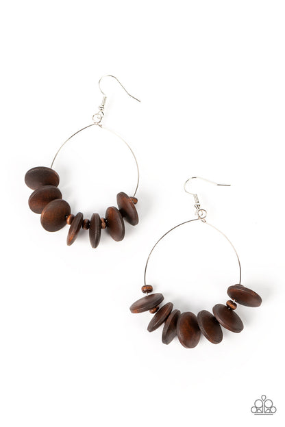 Paparazzi - Surf Camp - Brown Earrings