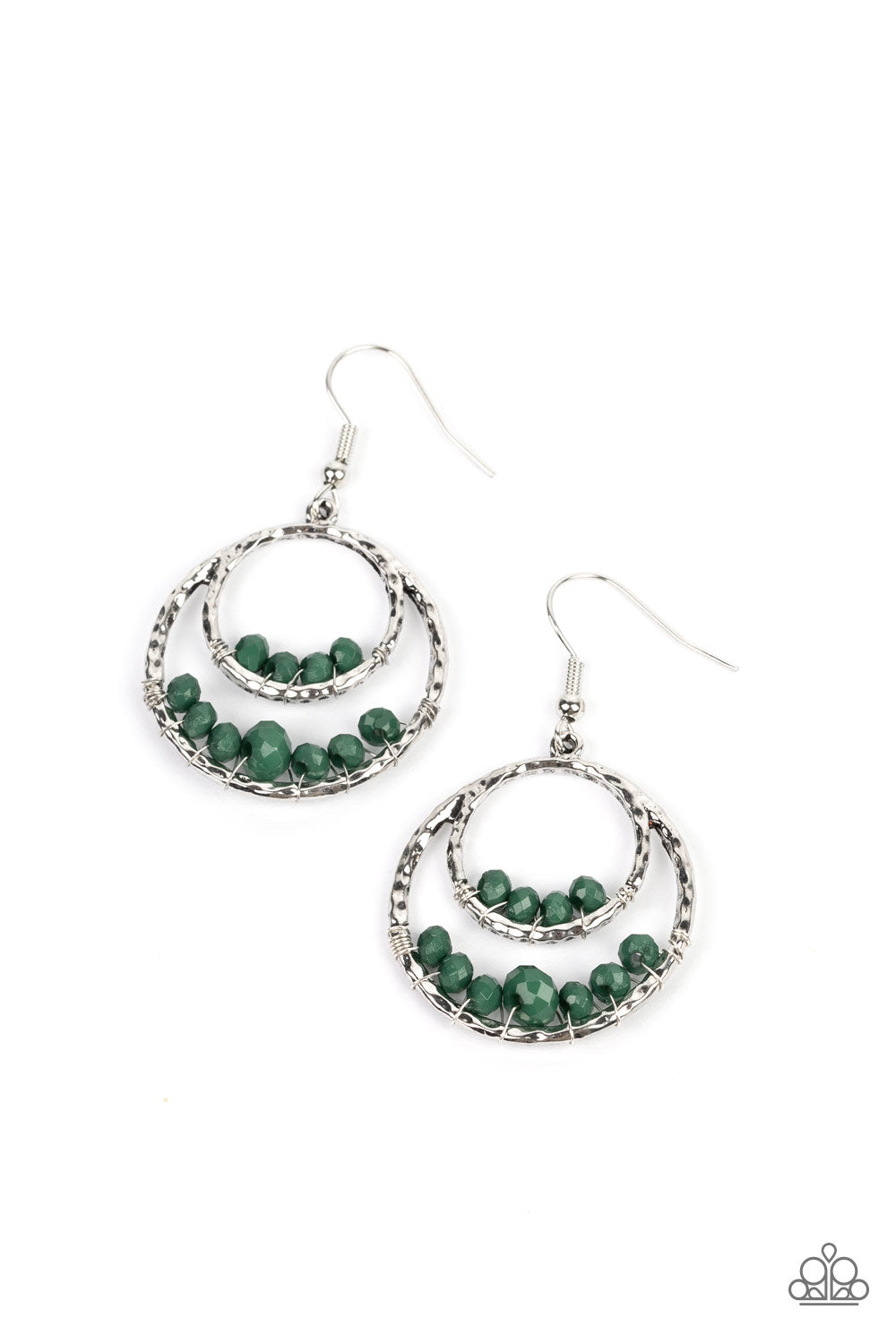 Paparazzi - Bustling Beads - Green Earring