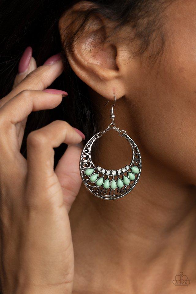 Paparazzi ~Crescent Couture ~ Green Earrings