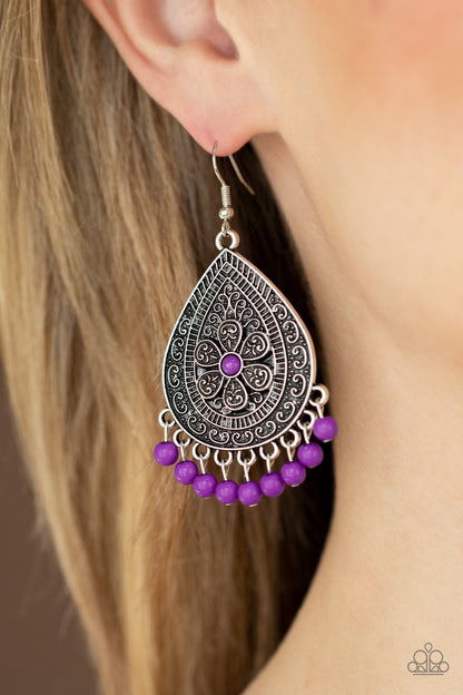 Paparazzi ~ Blossoming Teardrops ~ Purple Earrings