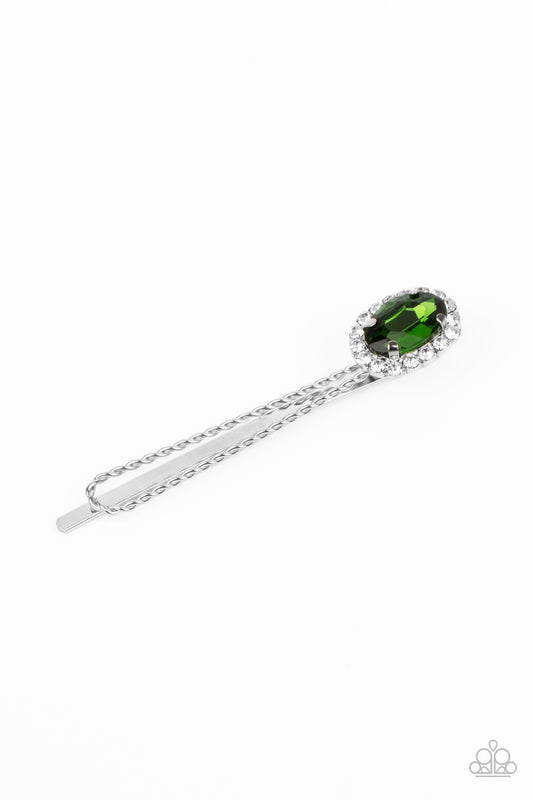 Paparazzi ~ Gala Glitz ~ Green Hair Clip