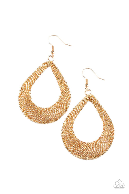 Paparazzi ~ A Hot Mesh ~ Gold Earrings