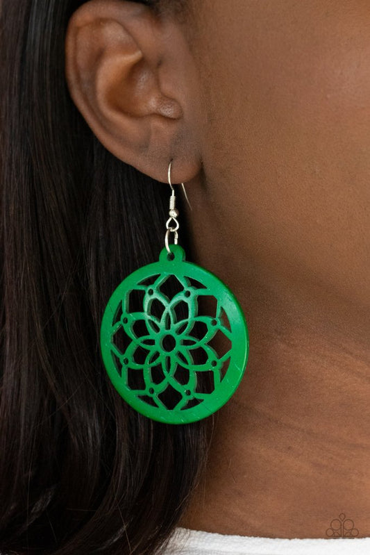 Paparazzi ~ Mandala Meadow ~ Green Earrings