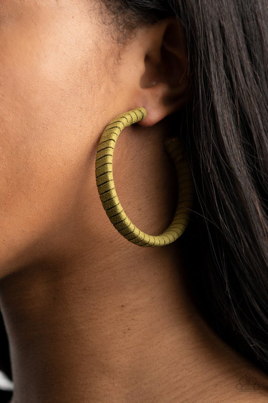 Paparazzi ~ Suede Parade ~ Green Earrings